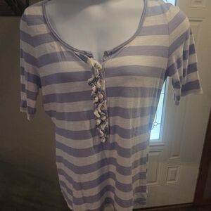 Old Navy Lavender and White Striped Short Sleeve Tee